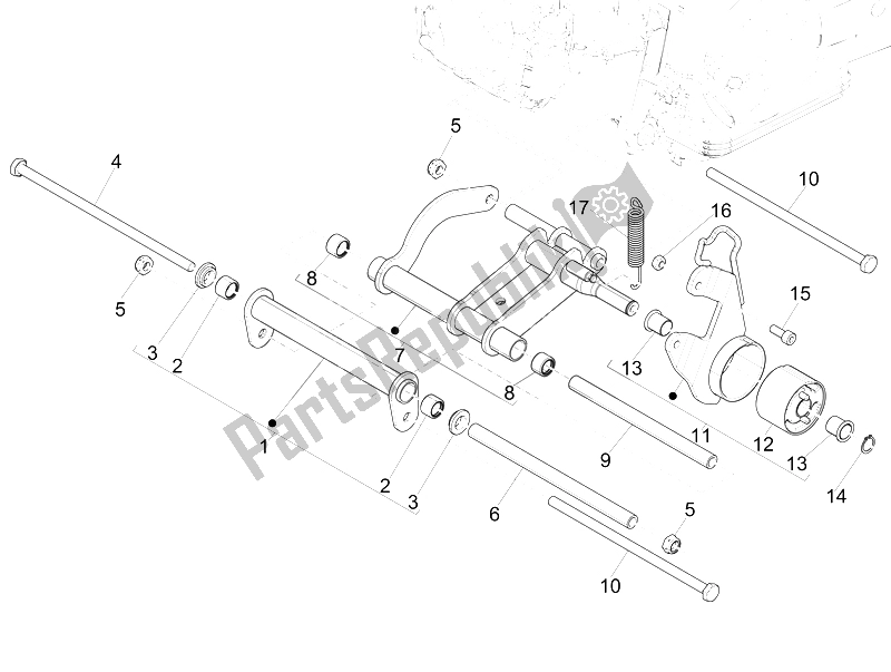 Toutes les pièces pour le Bras Oscillant du Piaggio FLY 125 4T E3 Vietnam 2012