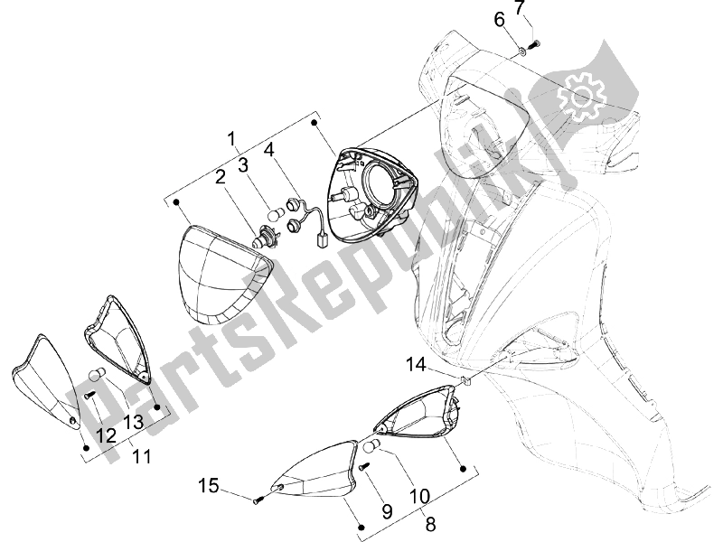 All parts for the Front Headlamps - Turn Signal Lamps of the Piaggio Liberty 50 4T Delivery 2010