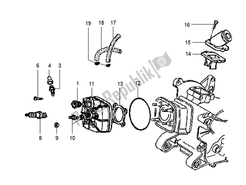 All parts for the Cylinder Head of the Piaggio FL Runner 50 2000 - 2010