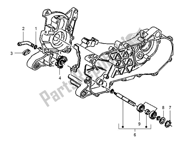 All parts for the Water Pump of the Piaggio FL Runner 50 2000 - 2010