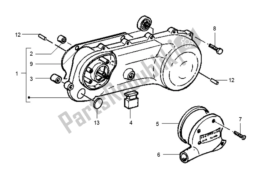 All parts for the Variodeksel of the Piaggio FL Runner 50 2000 - 2010