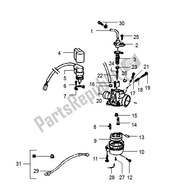 All parts for the Carburateur Delen of the Piaggio FL Runner 50 2000 - 2010