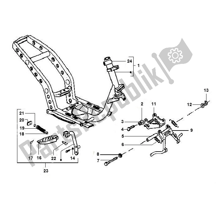 All parts for the Frame of the Piaggio FL Runner 50 2000 - 2010