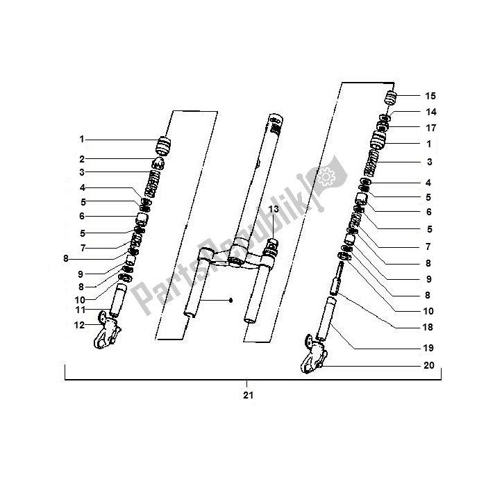 All parts for the Front Fork of the Piaggio FL Runner 50 2000 - 2010