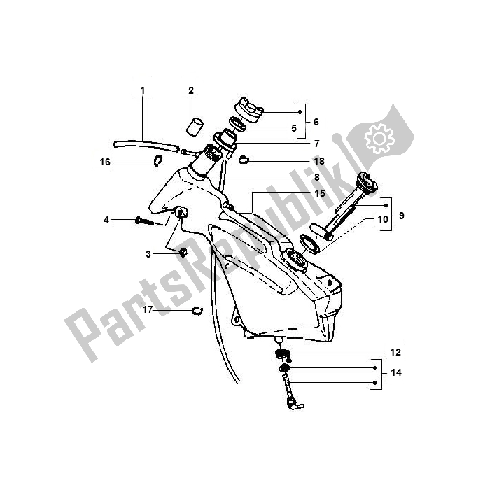 Tutte le parti per il Serbatoio Di Carburante del Piaggio FL Runner 50 2000 - 2010