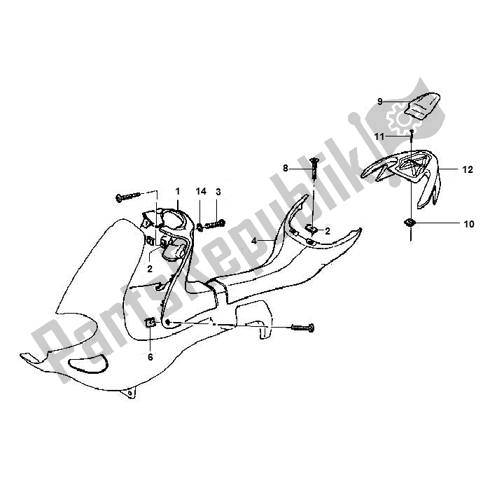 All parts for the Leg Shield of the Piaggio FL Runner 50 2000 - 2010