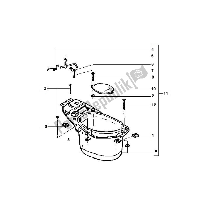 Tutte le parti per il Helmbak del Piaggio FL Runner 50 2000 - 2010