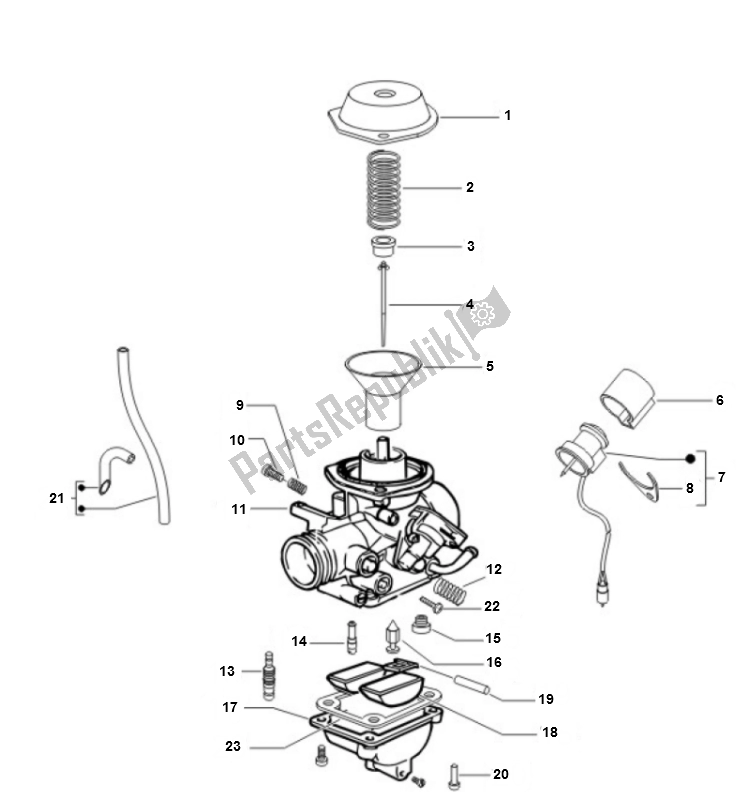 Todas as partes de Carburateur Delen do Piaggio FLY 50 4T 2V 25 KMH 2012 2015 NEW 2000 - 2010