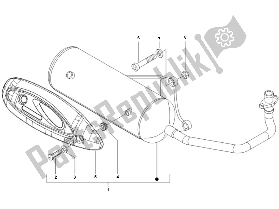 Toutes les pièces pour le échappement du Piaggio FLY 50 4T 2V 25 KMH 2012 2015 NEW 2000 - 2010