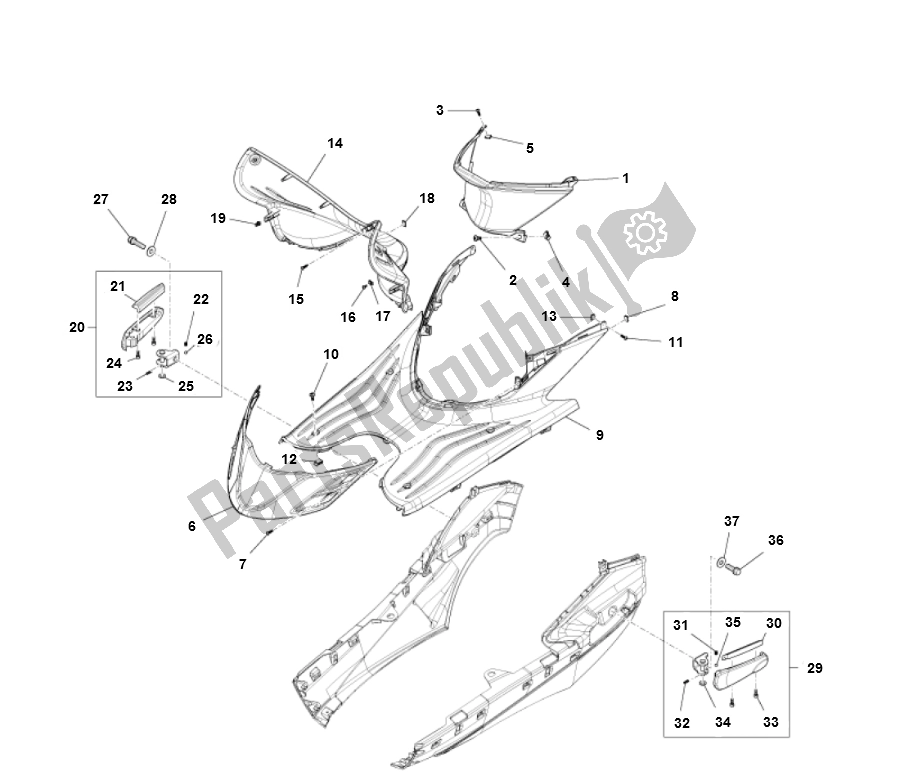 Tutte le parti per il Pedana del Piaggio FLY 50 4T 2V 25 KMH 2012 2015 NEW 2000 - 2010