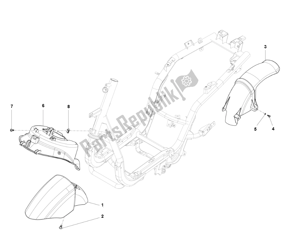 All parts for the Fender of the Piaggio FLY 50 4T 2V 25 KMH 2012 2015 NEW 2000 - 2010