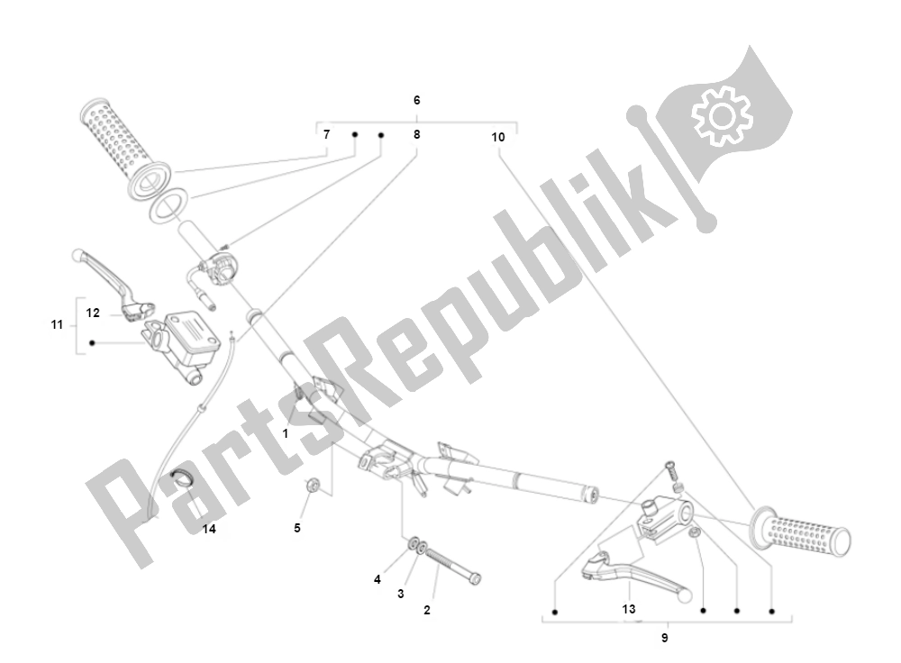 Tutte le parti per il Manubrio del Piaggio FLY 50 4T 2V 25 KMH 2012 2015 NEW 2000 - 2010