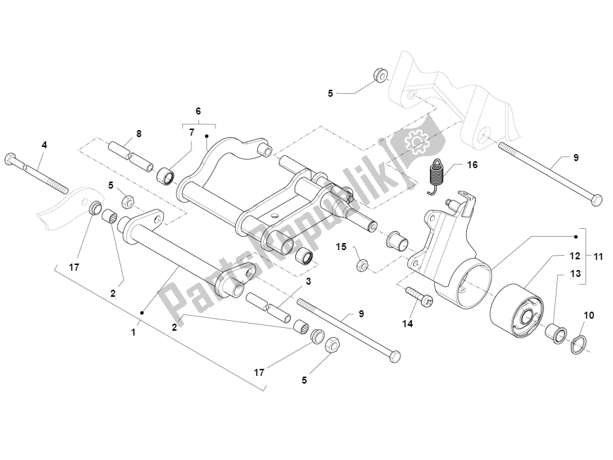 All parts for the Schommelarm of the Piaggio FLY 50 4T 2V 25 KMH 2012 2015 NEW 2000 - 2010