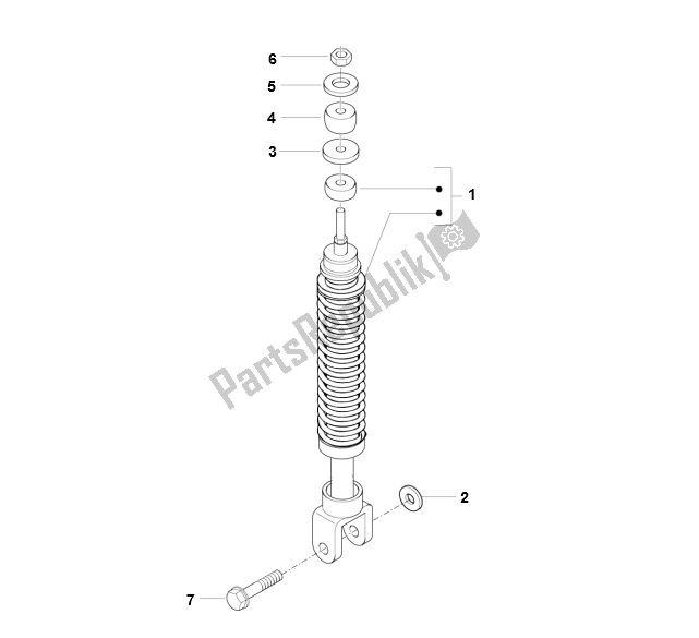 All parts for the Schokbreker of the Piaggio FLY 50 4T 2V 25 KMH 2012 2015 NEW 2000 - 2010