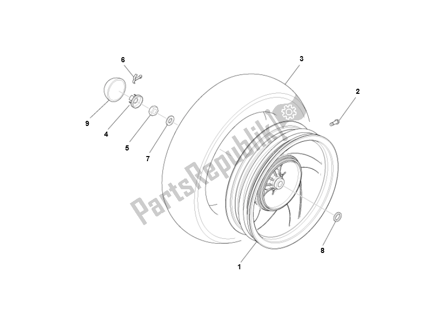 Todas las partes para Rueda Trasera de Piaggio FLY 50 4T 2V 25 KMH 2012 2015 NEW 2000 - 2010