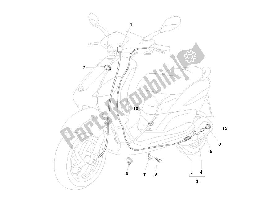 All parts for the Cables of the Piaggio FLY 50 4T 2V 25 KMH 2012 2015 NEW 2000 - 2010