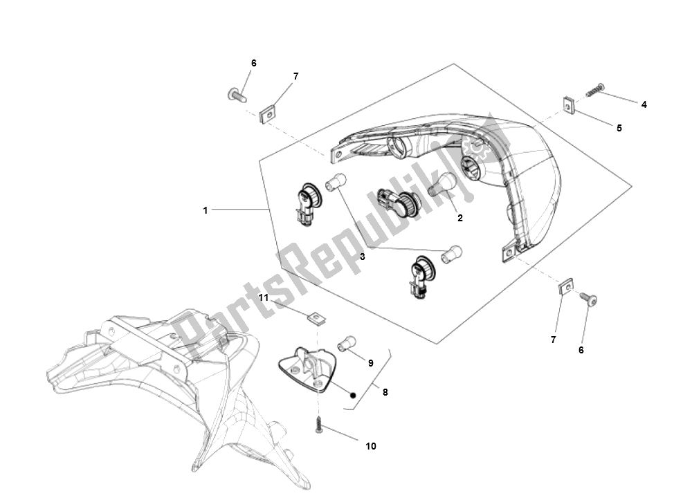 Tutte le parti per il Fanale Posteriore del Piaggio FLY 50 4T 2V 25 KMH 2012 2015 NEW 2000 - 2010