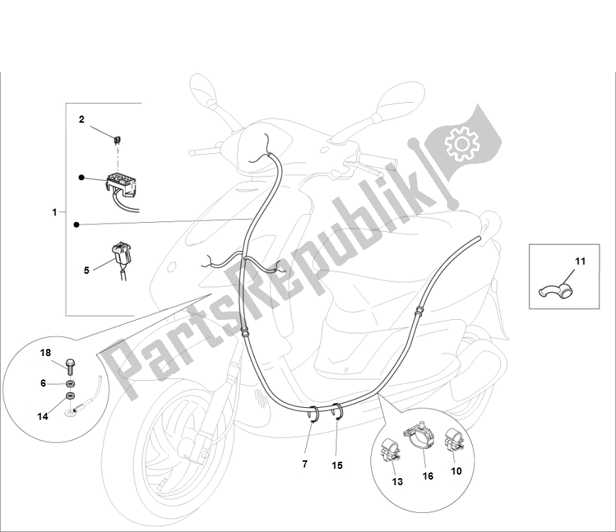 Tutte le parti per il Cablaggio del Piaggio FLY 50 4T 2V 25 KMH 2012 2015 NEW 2000 - 2010