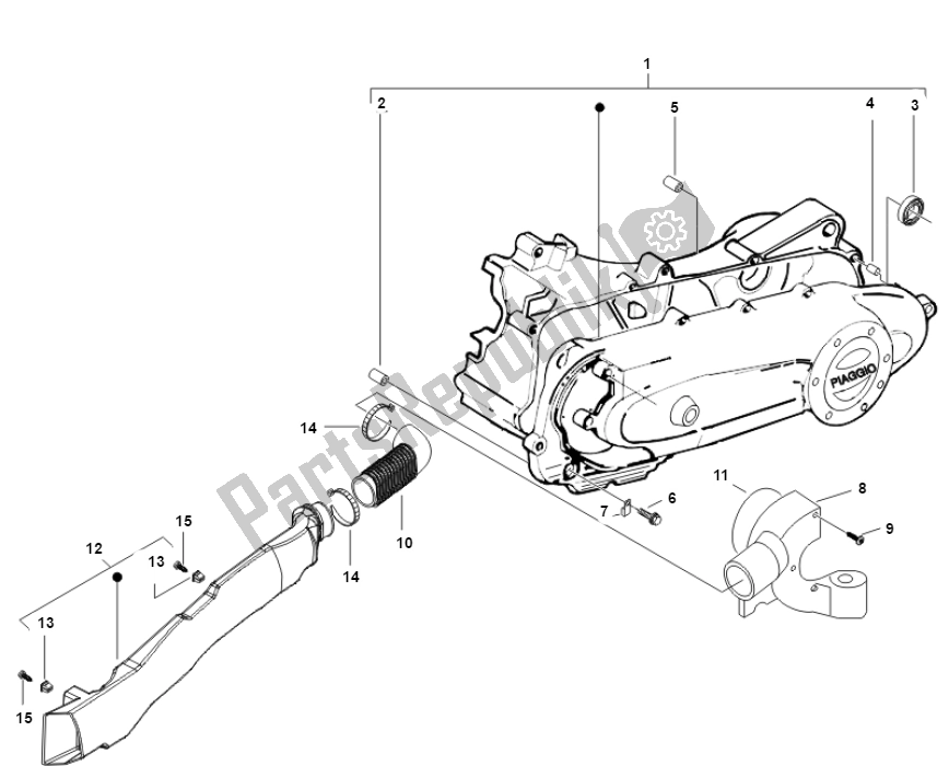 Tutte le parti per il Coperchio Del Carter del Piaggio Liberty 50 4T MOC 2009 2016 2000 - 2010