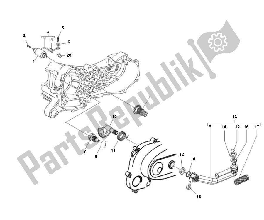 Toutes les pièces pour le Démarreur du Piaggio Liberty 50 4T MOC 2009 2016 2000 - 2010
