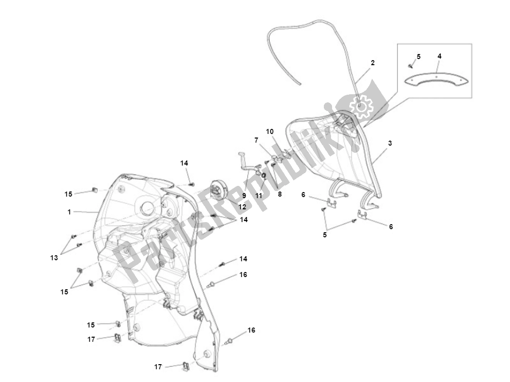 All parts for the Leg Shield of the Piaggio Liberty 50 4T MOC 2009 2016 2000 - 2010