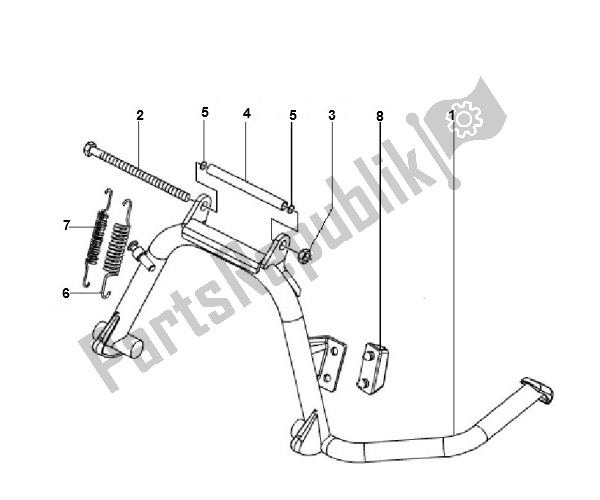 Toutes les pièces pour le Béquille Centrale du Piaggio LX 2V 25 KM H 50 2000 - 2010