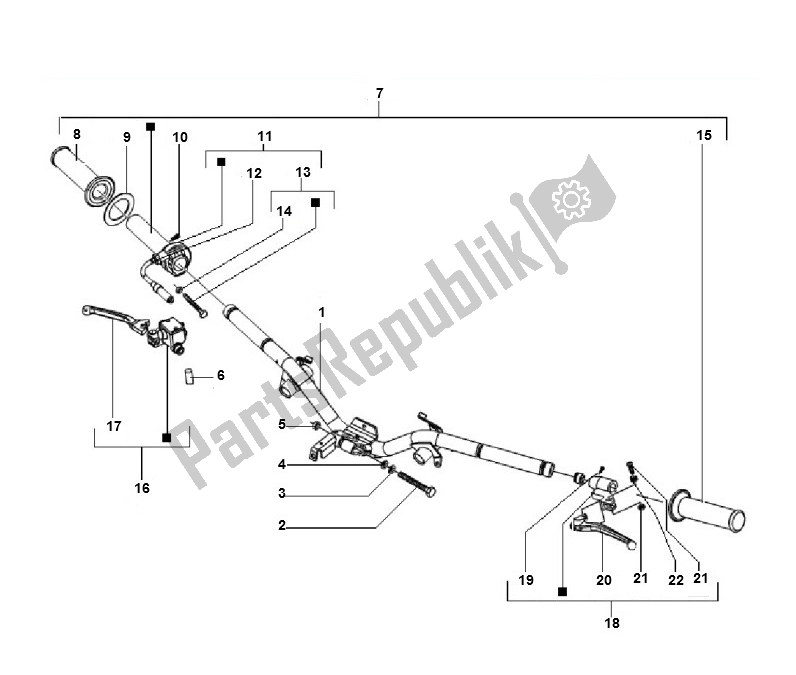 All parts for the Stuurdelen of the Piaggio LX 2V 25 KM H 50 2000 - 2010