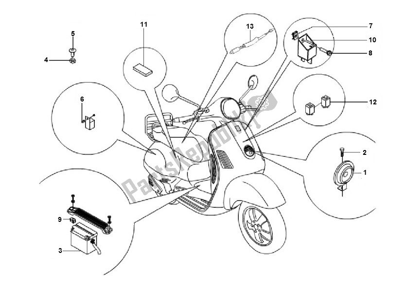 All parts for the Electrische Delen of the Piaggio LX 2V 25 KM H 50 2000 - 2010