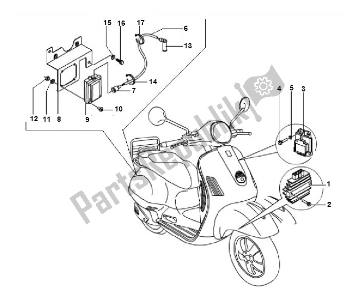 Todas las partes para Electrische Delen 1 de Piaggio LX 2V 25 KM H 50 2000 - 2010