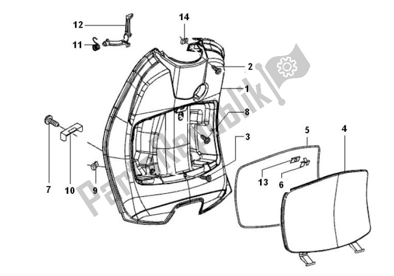 All parts for the Leg Shield of the Piaggio LX 2V 25 KM H 50 2000 - 2010