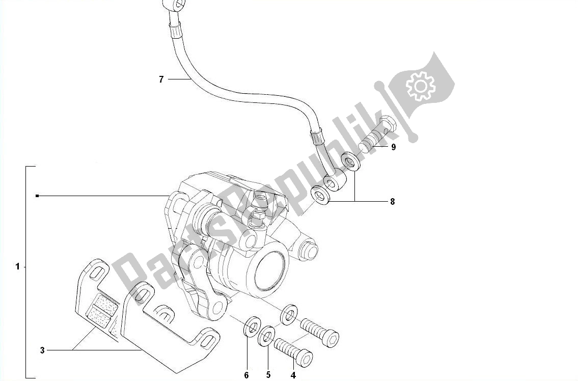 All parts for the Caliper of the Piaggio LX 2V 25 KM H 50 2000 - 2010