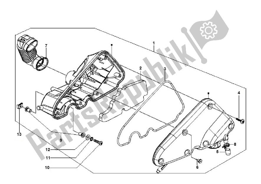 All parts for the Air Cleaner of the Piaggio LX 2V 25 KM H 50 2000 - 2010