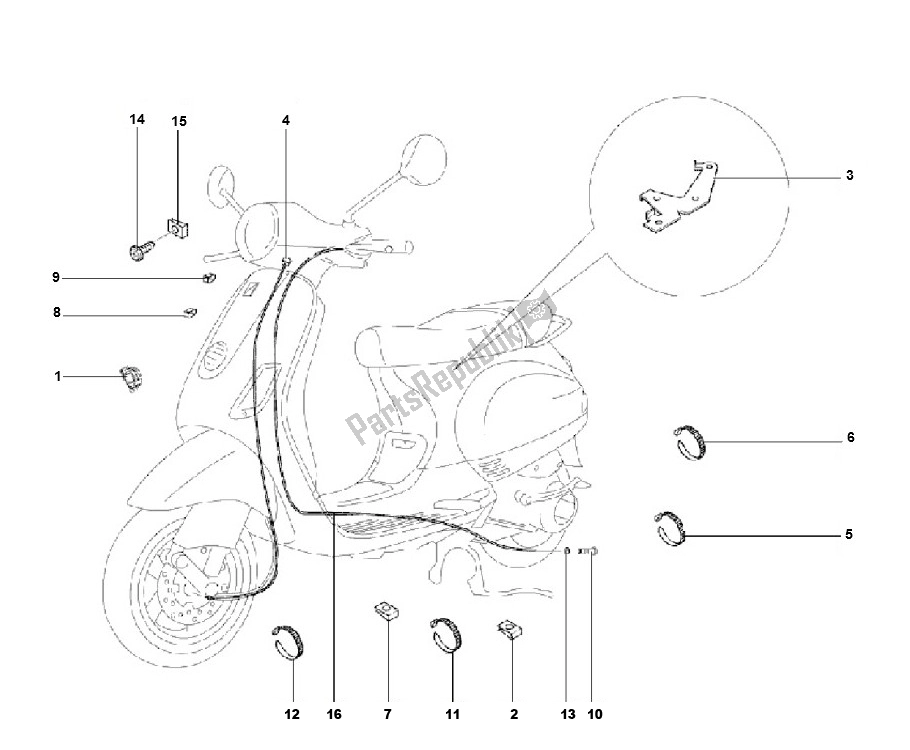 All parts for the Cables of the Piaggio LX 2V 25 KM H 50 2000 - 2010