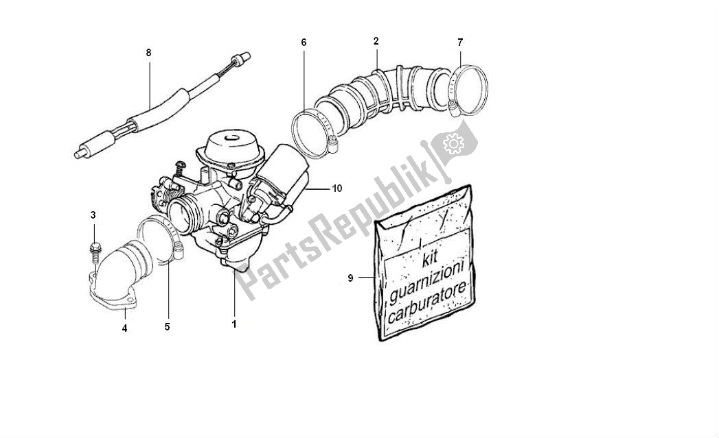 Todas as partes de Carburador do Piaggio LX 2V 25 KM H 50 2000 - 2010