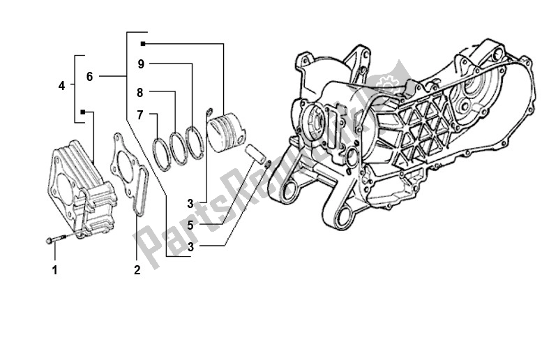 Todas as partes de Cilindro do Piaggio LX 2V 25 KM H 50 2000 - 2010