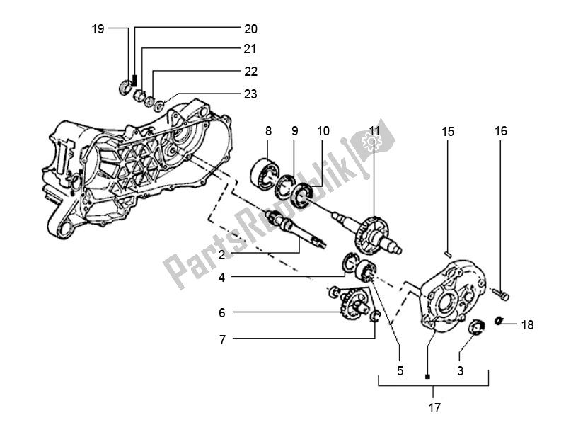 All parts for the Eindoverbrenging of the Piaggio LX 2V 25 KM H 50 2000 - 2010