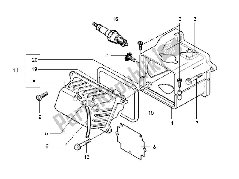All parts for the Koelkap of the Piaggio LX 2V 25 KM H 50 2000 - 2010