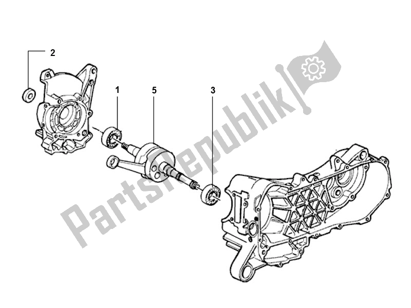 All parts for the Crankshaft of the Piaggio LX 2V 25 KM H 50 2000 - 2010