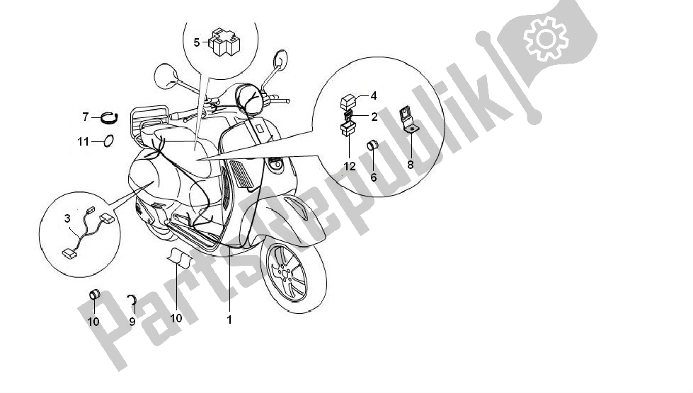 Tutte le parti per il Cablaggio del Piaggio LX 2V Touring 25 KM H 50 2000 - 2010