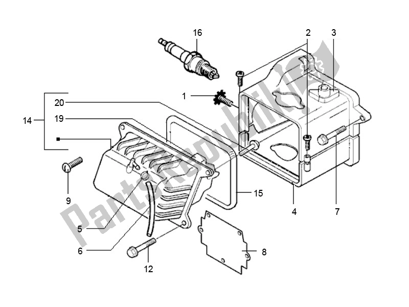 All parts for the Koelkap of the Piaggio LX 2V Touring 25 KM H 50 2000 - 2010