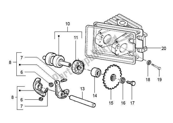 Tutte le parti per il Albero A Camme del Piaggio LX 2V Touring 25 KM H 50 2000 - 2010