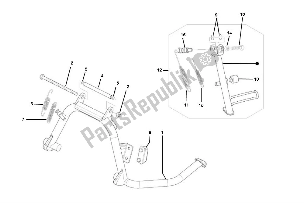 All parts for the Standaard of the Piaggio LX 2V Touring 25 KM H 50 2000 - 2010