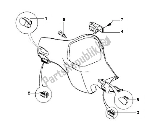 All parts for the Stuurschakelaars of the Piaggio LX 2V Touring 25 KM H 50 2000 - 2010