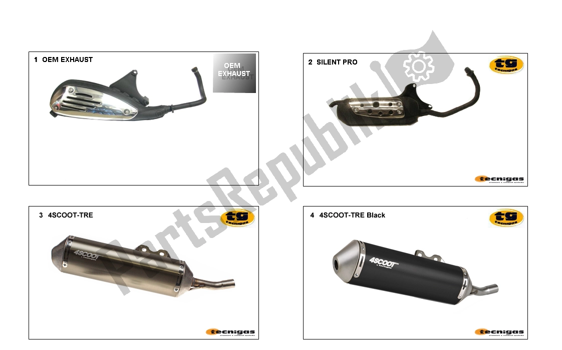 All parts for the Exhaust of the Piaggio LX 2V Touring 25 KM H 50 2000 - 2010