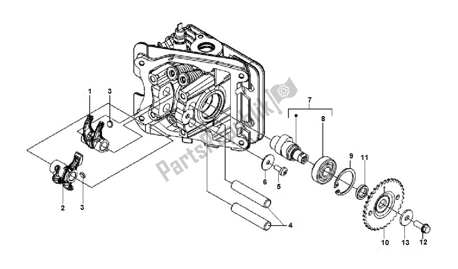 All parts for the Camshaft of the Piaggio LX 4V 45 KM 50 2000 - 2010