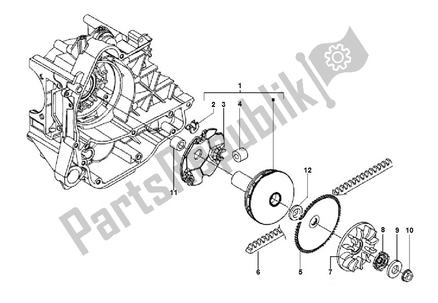 All parts for the Variateur of the Piaggio LX 4V 45 KM 50 2000 - 2010