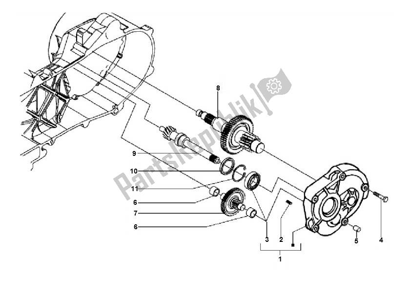All parts for the Overbrenging of the Piaggio LX 4V 45 KM 50 2000 - 2010