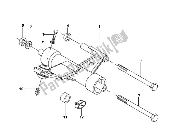 All parts for the Sub Frame of the Piaggio LX 4V 45 KM 50 2000 - 2010