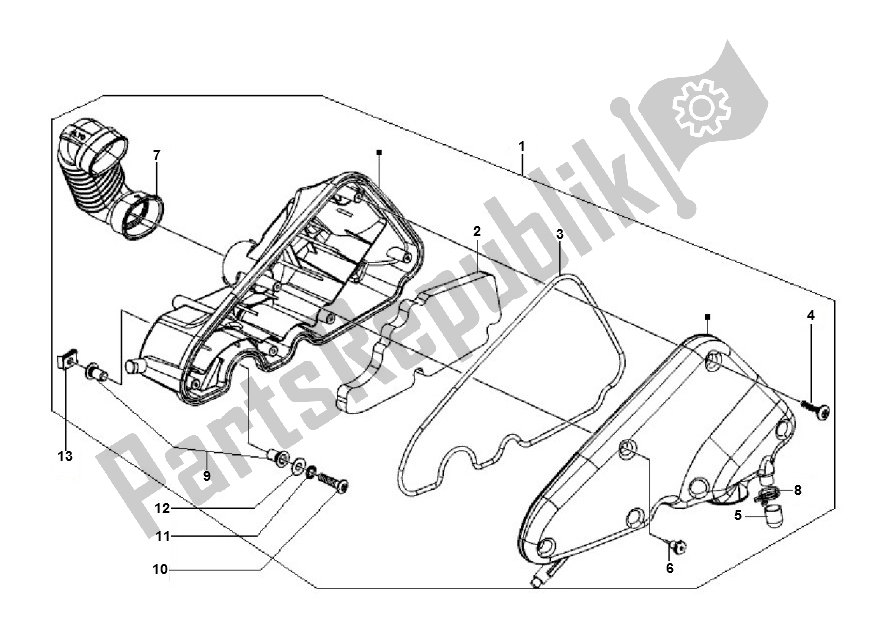 All parts for the Air Cleaner of the Piaggio LX 4V 45 KM 50 2000 - 2010