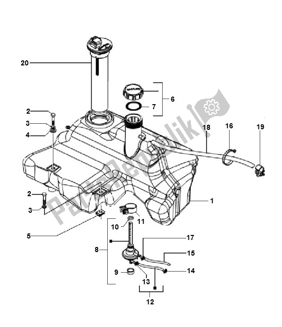 Toutes les pièces pour le Réservoir D'essence du Piaggio LX 4V 45 KM 50 2000 - 2010
